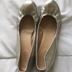 J Crew metallic silver ballet flats
